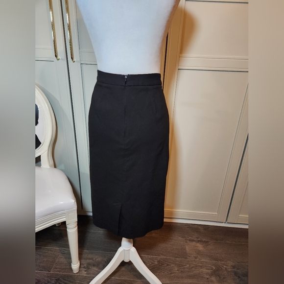 Black Pencil Skirt with Gold Metal Detail at Waist - Picture 5 of 7